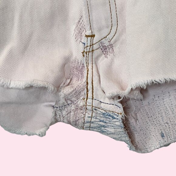 Re/Done X Levis Original High Rise Distressed Raw Hem Shorts Women Size 27 NWOT - Picture 5 of 13